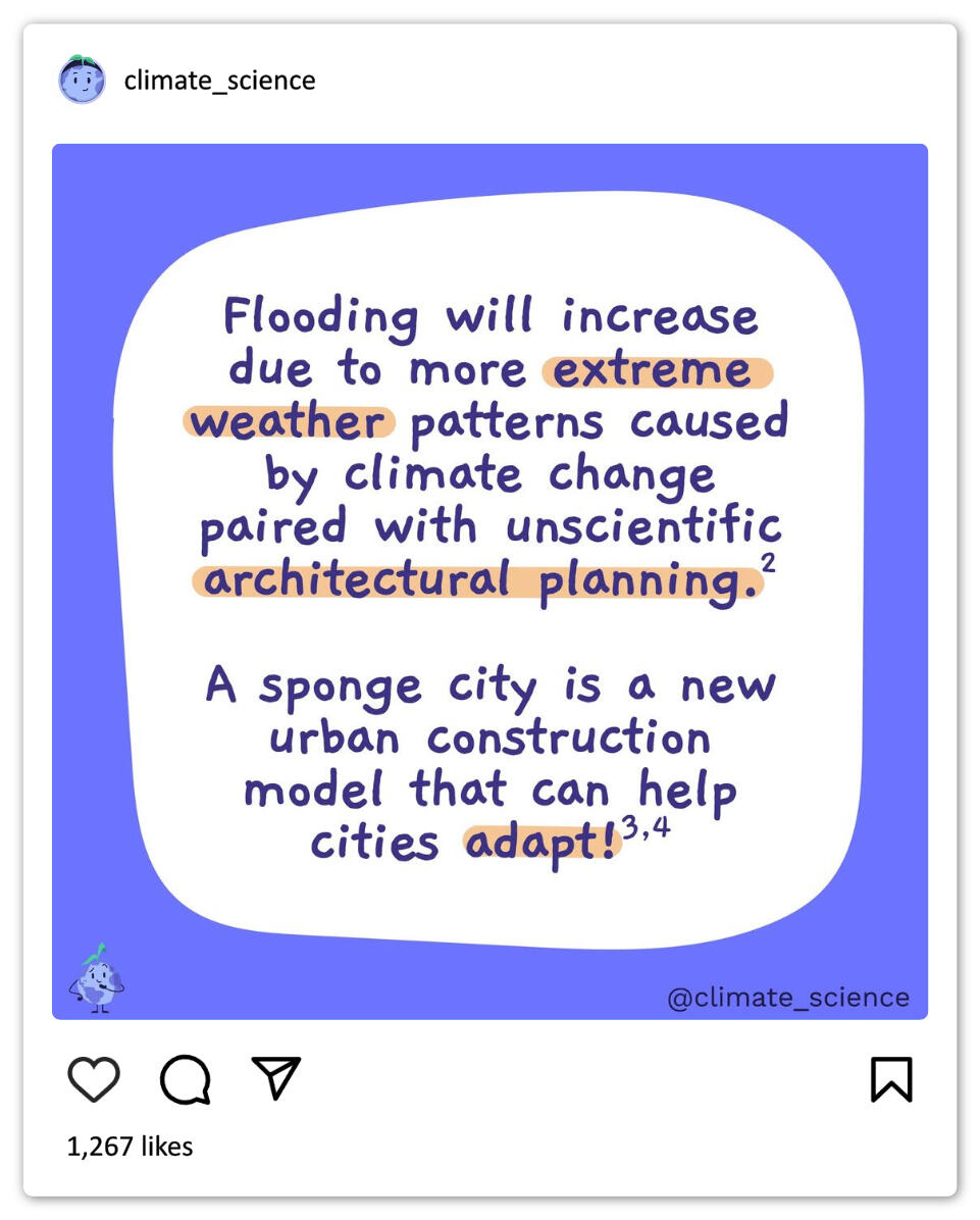 Flooding will increase due to more extreme weather patterns caused by climate change paired with unscientific architectural planning. A sponge city is a new urban construction model that can help cities adapt!